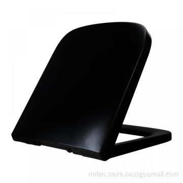 Fanmitrk Toilet Seat Black Duroplast,Soft Close Toilet Seat,Square Shape,Easy to Clean,Quick Release and Top Fastening
